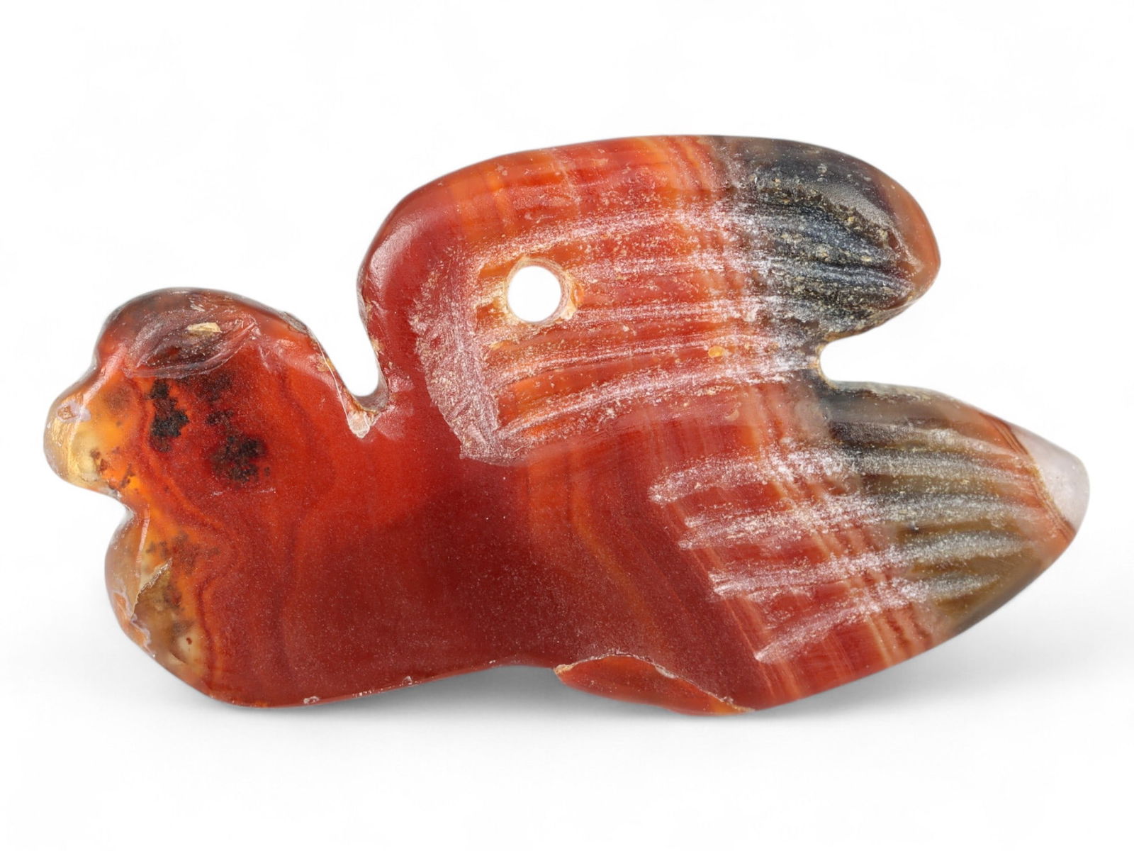 Ancient Coptic Egyptian Bird Amulet in Banded Carnelian, c. 4th-7th Century CE, 3cm (1 of 2)