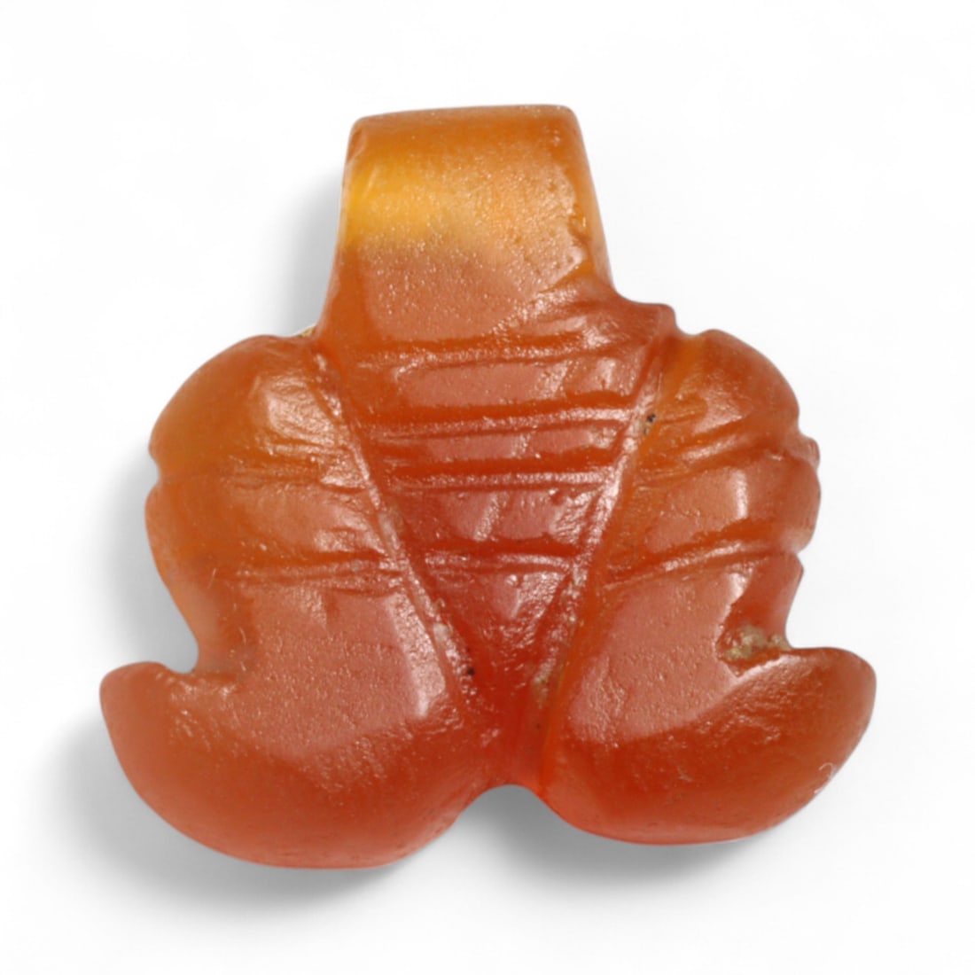 Ancient Coptic Egyptian Fly Symbol Carnelian Amulet, c. 4th-7th Century CE, 1.5cm, 1.6g: This striking carnelian amulet, carved in the form of a stylized fly, originates from Coptic Egypt during the 4th-7th century CE-a period defined by spiritual transformation and symbolic continuity. T