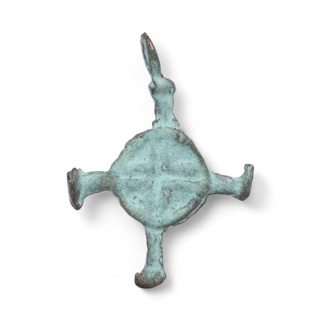 Ancient Kievan Rus Solar Disc Bronze Cross Pendant, c. 10th-12th Century CE, 0.8g (1 of 2)