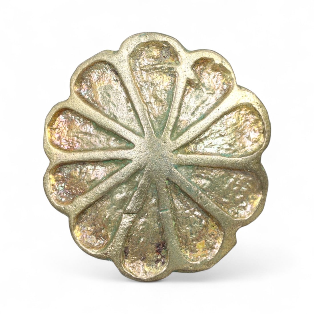 Ancient Medieval Byzantine Gilt Rosette Sunburst Bronze Button, c. 11th-13th Century CE, 5.1g (1 of 2)