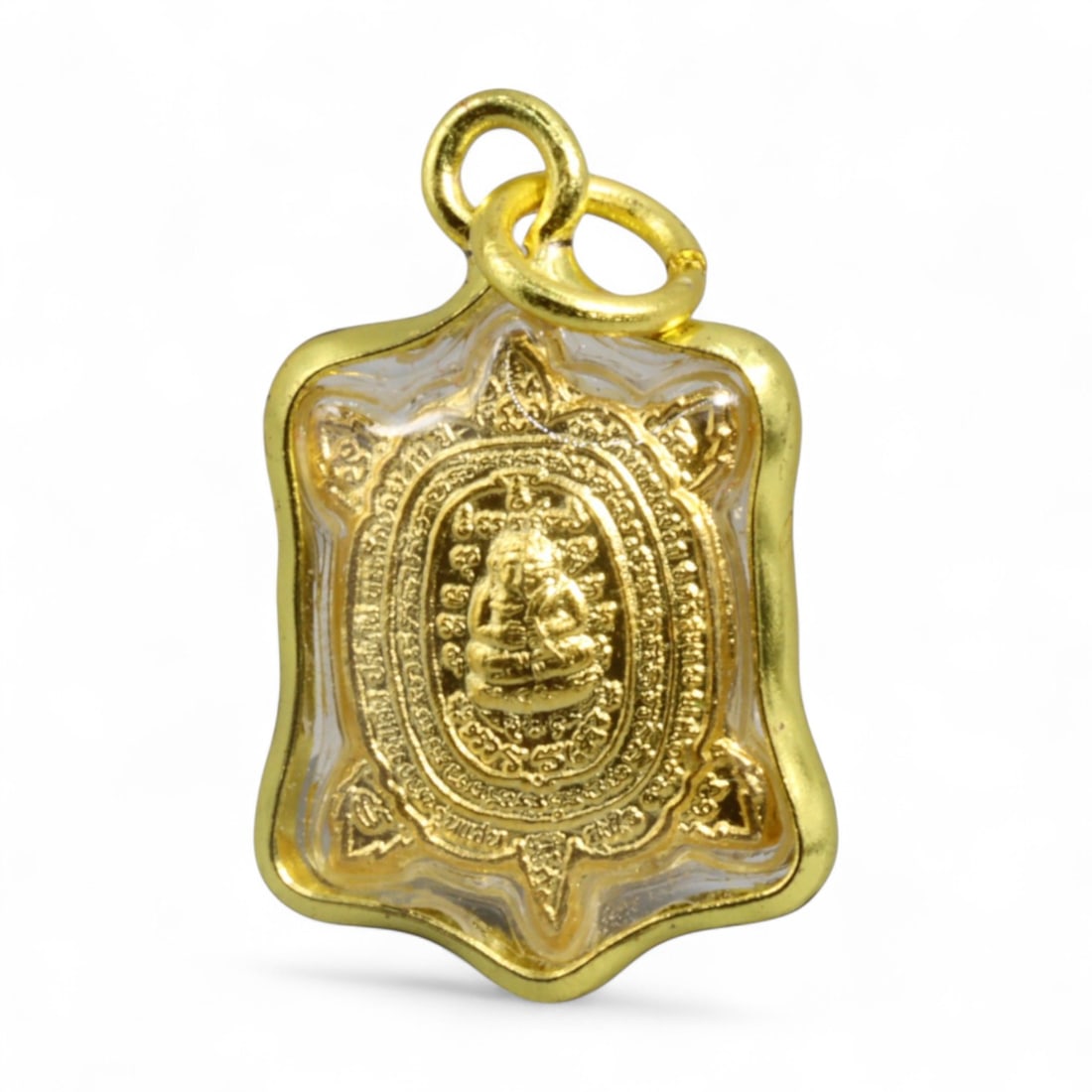 Thai Phra Somdej Turtle Yantra Gold-Tone Amulet Pendant, Modern Buddhist Era, 4g (1 of 2)