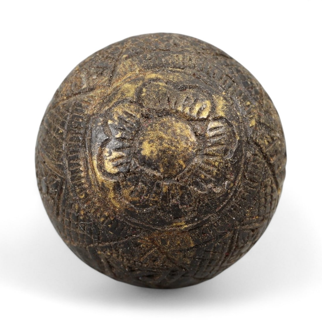 Thai Hand-Carved Yant Protective Ball Amulet with Tiger Motif, Rattanakosin Era Style, 15.9g (1 of 4)