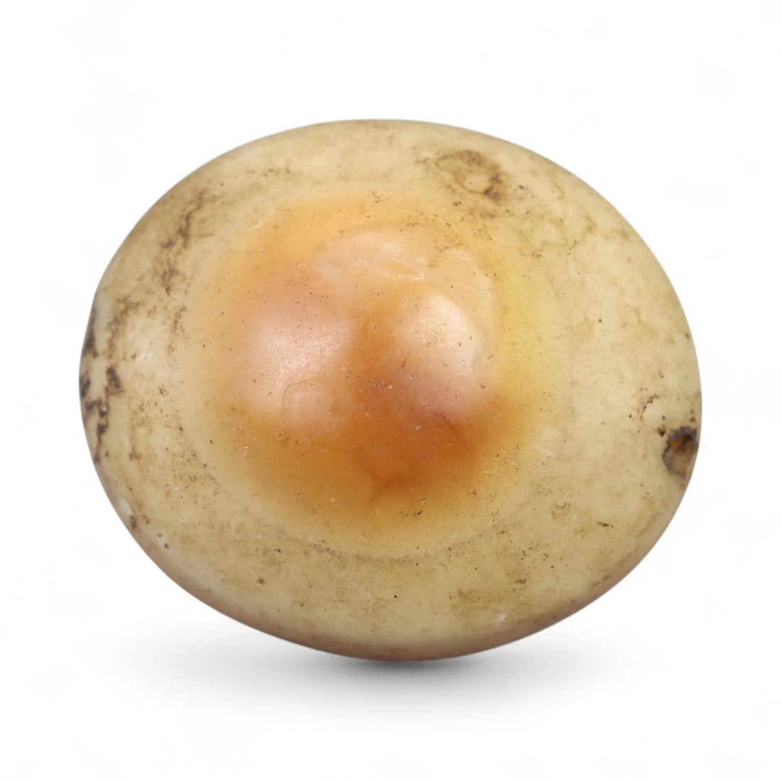 Ancient Persian Luk Mik "Goat Eye" Agate Prestige Amulet, c. 3rd-9th Century CE, 2.5x2cm, 8.6g: This remarkable Luk Mik "Goat Eye" amulet, measuring 2.5 x 2 cm and weighing an impressive 8.67 grams, is a rare oversized example of one of Persia's most iconic talismanic bead forms. Carved from ban