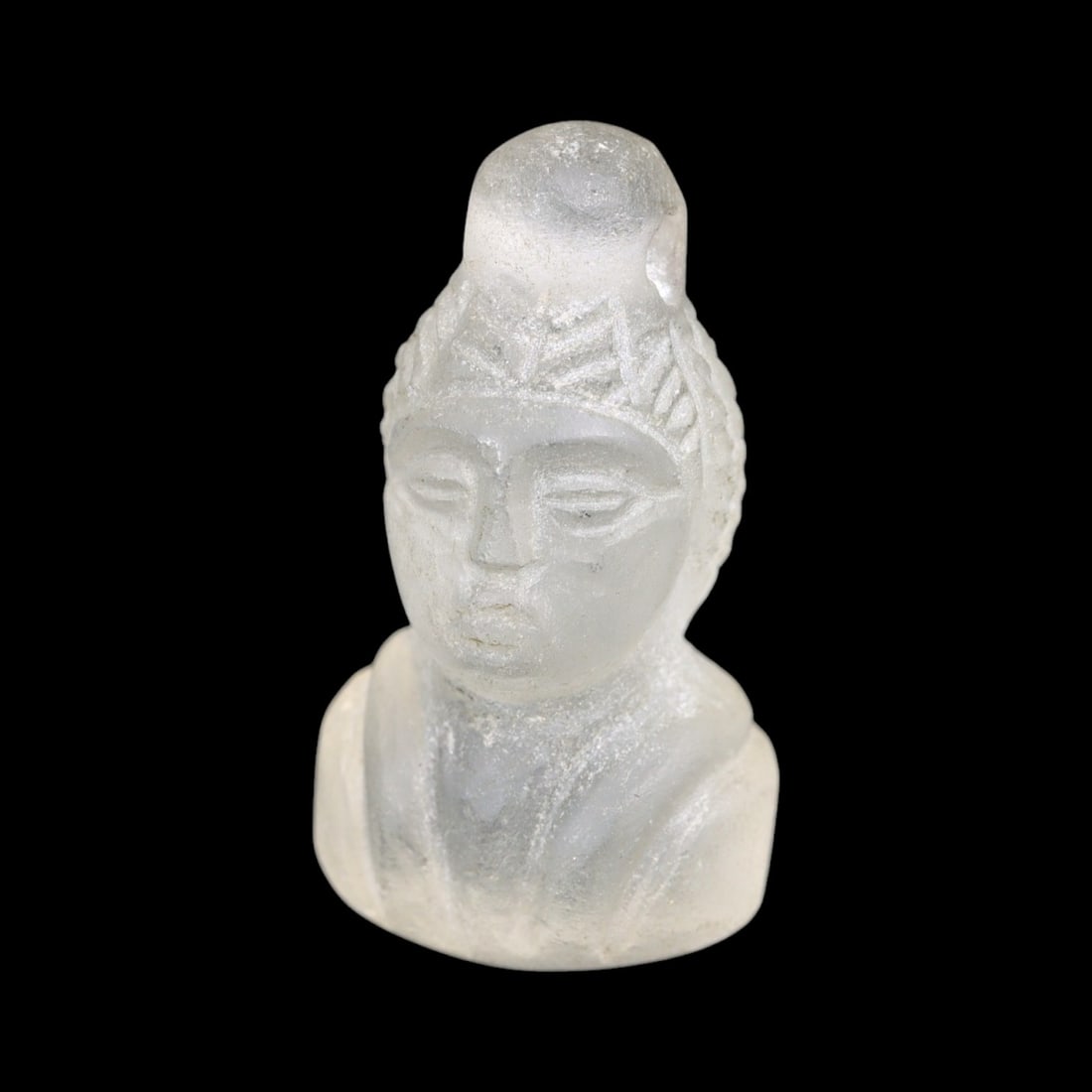 Ancient Medieval Levantine Noble Bust Crystal Amulet, c. 10th-13th Century CE, 5.14g (1 of 3)