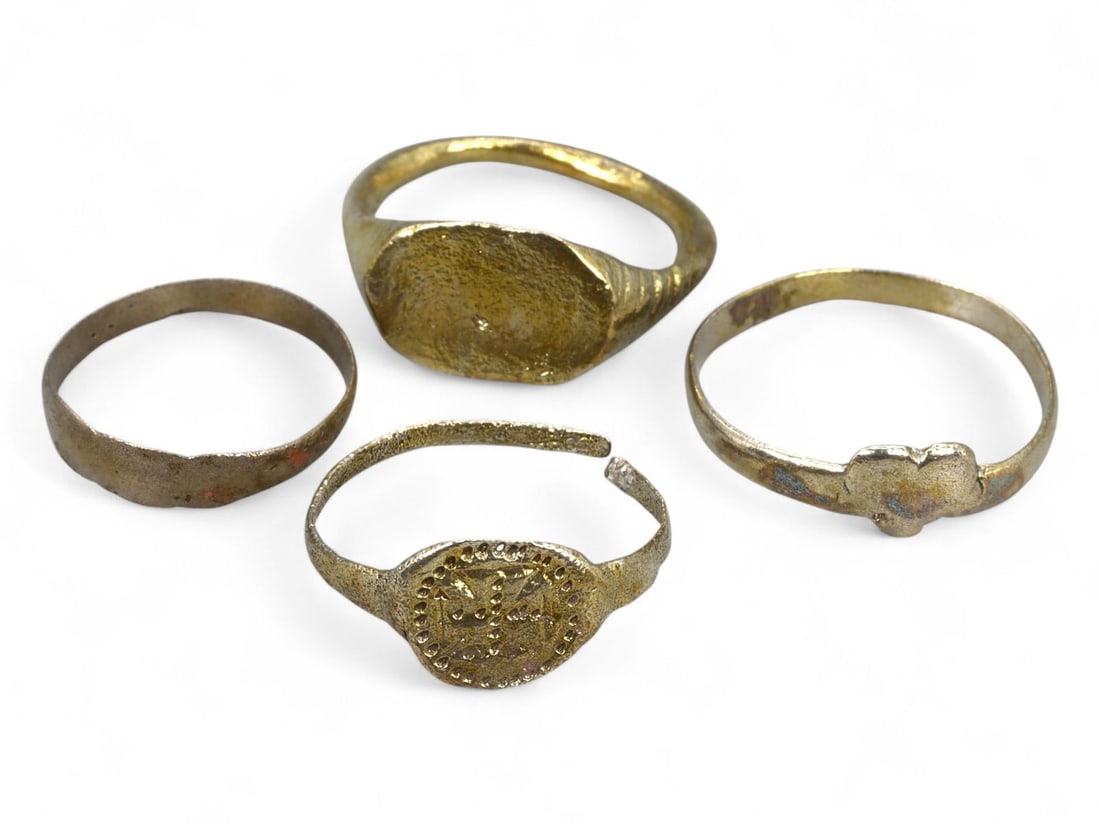 Ancient Medieval Gilt Bronze Ring Collection, c. 9th-15th Century CE, 29g (1 of 3)