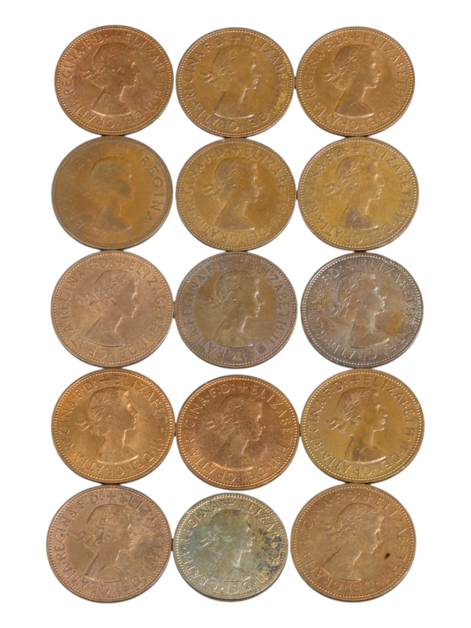 BRITAIN & COMMONWEALTH: Elizabethan Era - Imperial Legacy Penny Coin Lot, 1953-1967, 25-30mm (1 of 2)