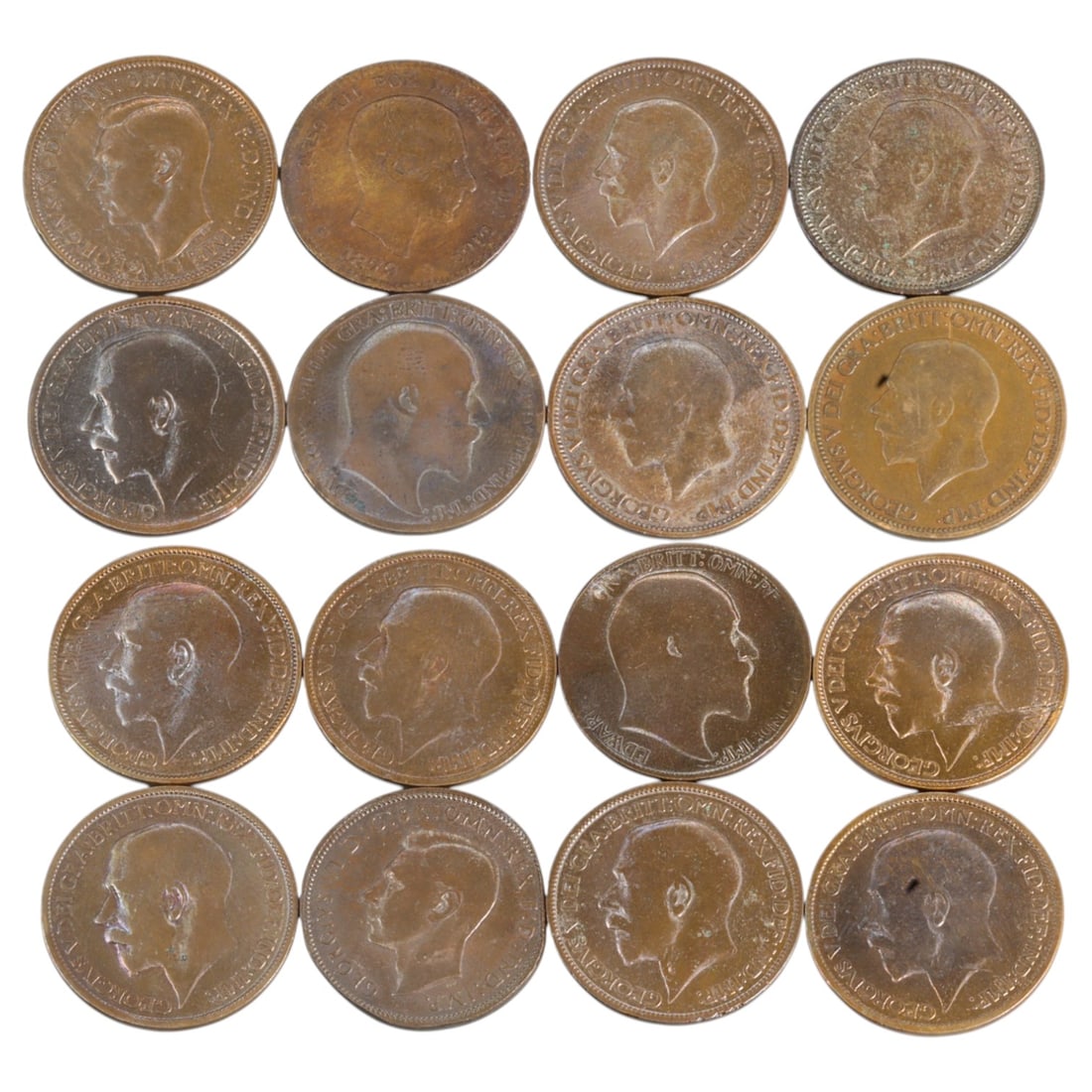 UNITED KINGDOM: George V-George VI - Britannia & Empire Half Penny Coin Group, 1911-1949, 25mm (1 of 2)