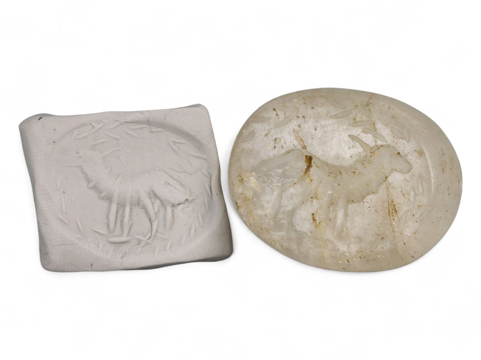 Ancient Near Eastern Horned Animal Motif Rock Crystal Stamp Seal, c. 2nd Millennium BCE, 24g (1 of 3)