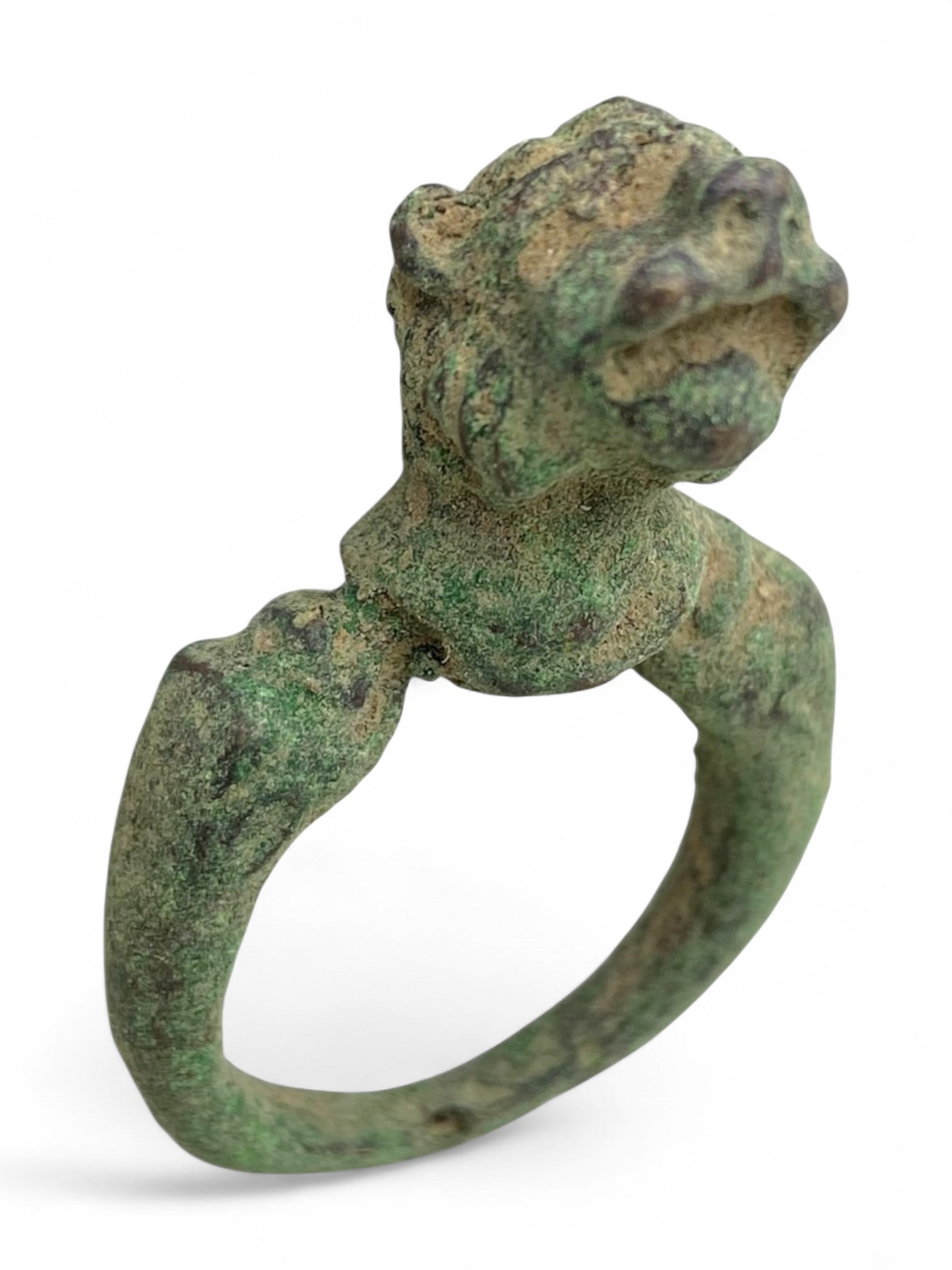 Ancient Roman Bronze Lion-Head Ring, Symbol of Strength and Protection, c. 2nd-3rd Century CE, 14g (1 of 4)