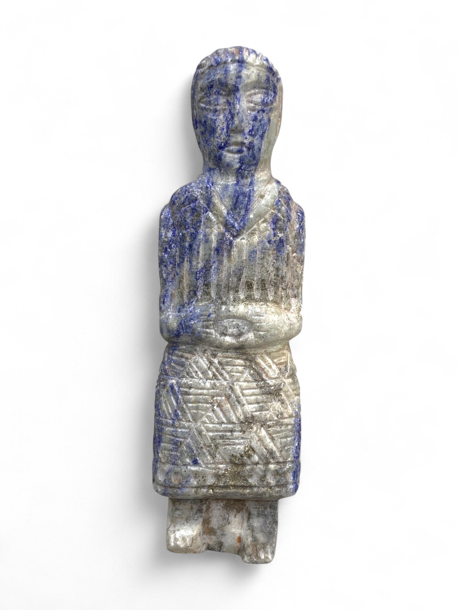 Medieval Near Eastern Effigy Plaque in Lapis-Toned Steatite, c. 11th-13th Century CE, 224g (1 of 2)