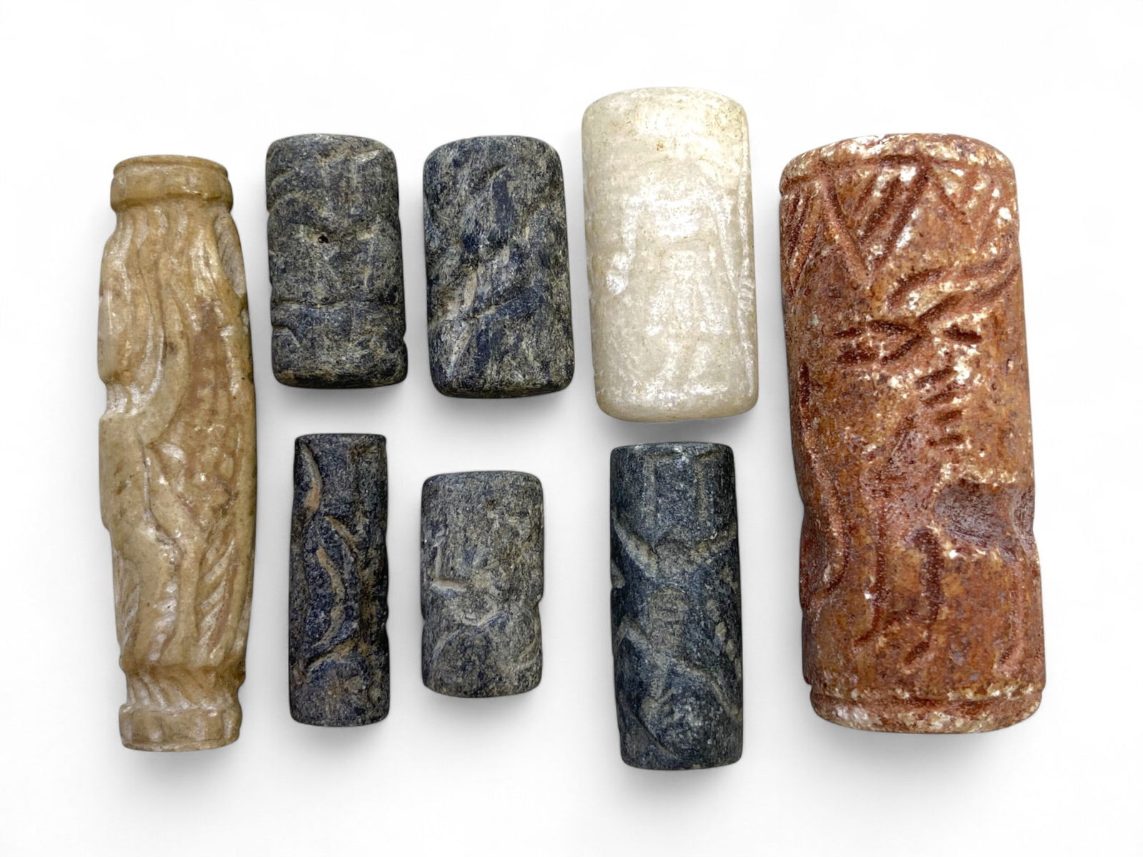 Ancient Mesopotamian Cylinder Seal Collection of 8 Glyptic Carvings, c. 3rd-2nd Millennium BCE, 90g (1 of 1)