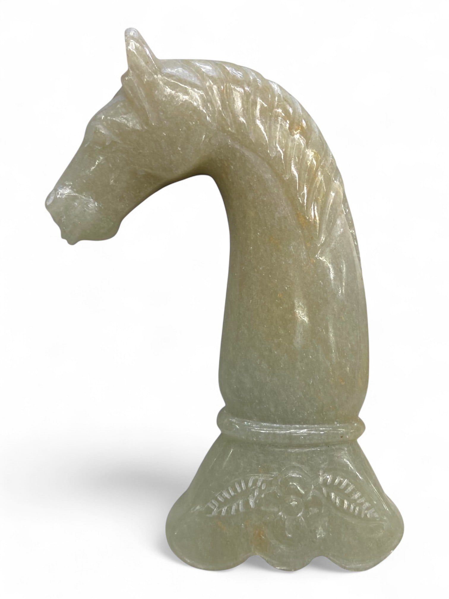 Antique Persian Horse-Head Floral Motif Jade Dagger Handle, c. 18th-19th Century CE, 288g (1 of 4)