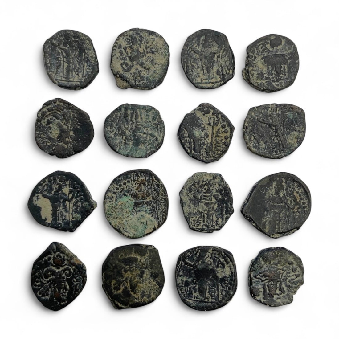 Ancient Sasanian Zoroastrian Fire Altar Bronze Coin Group, c. 3rd-7th Century CE, 25g (1 of 1)