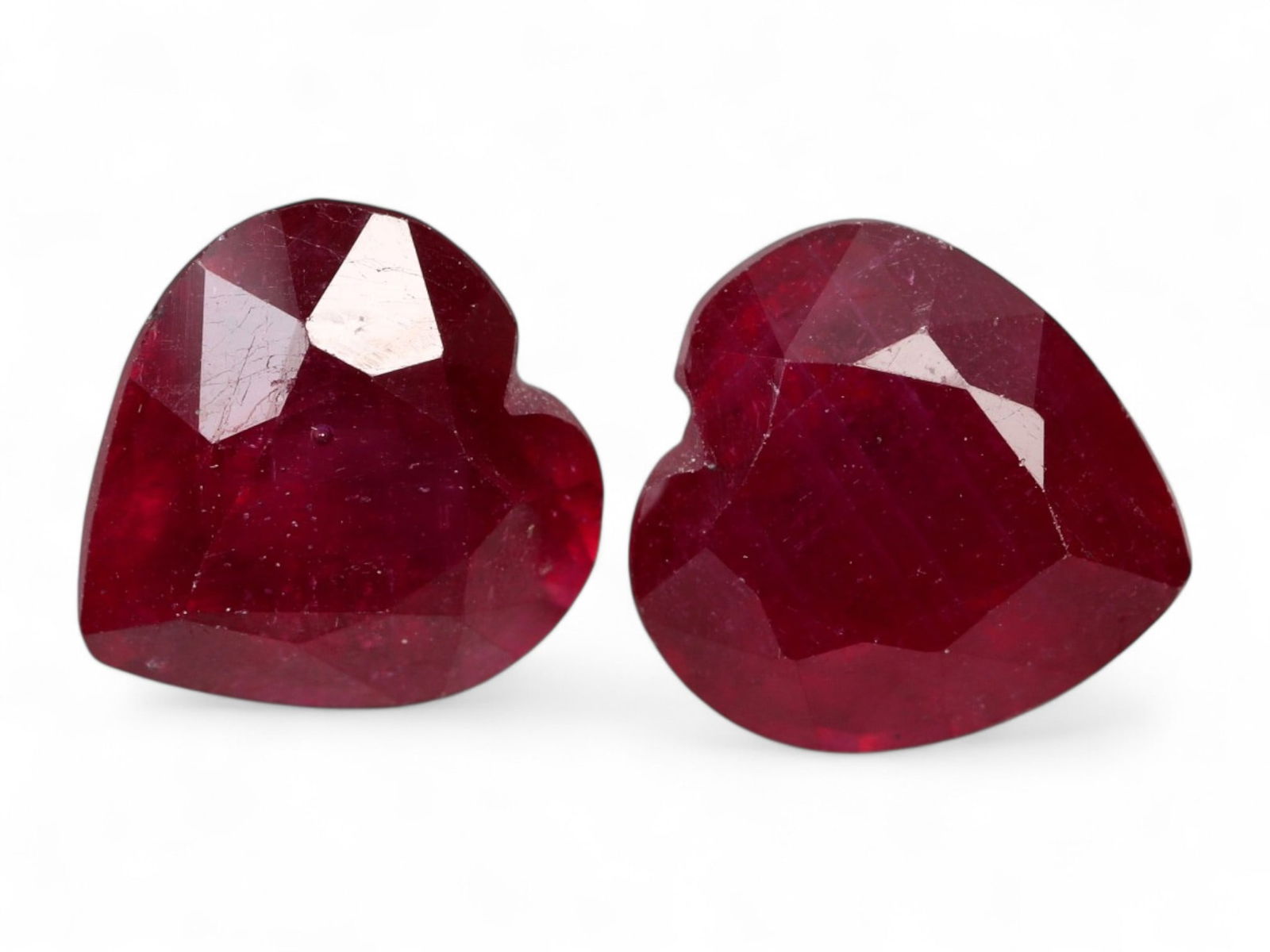 7.09 Carats Rich Red Ruby Heart Pair - Natural African Stones, 9mm (1 of 1)