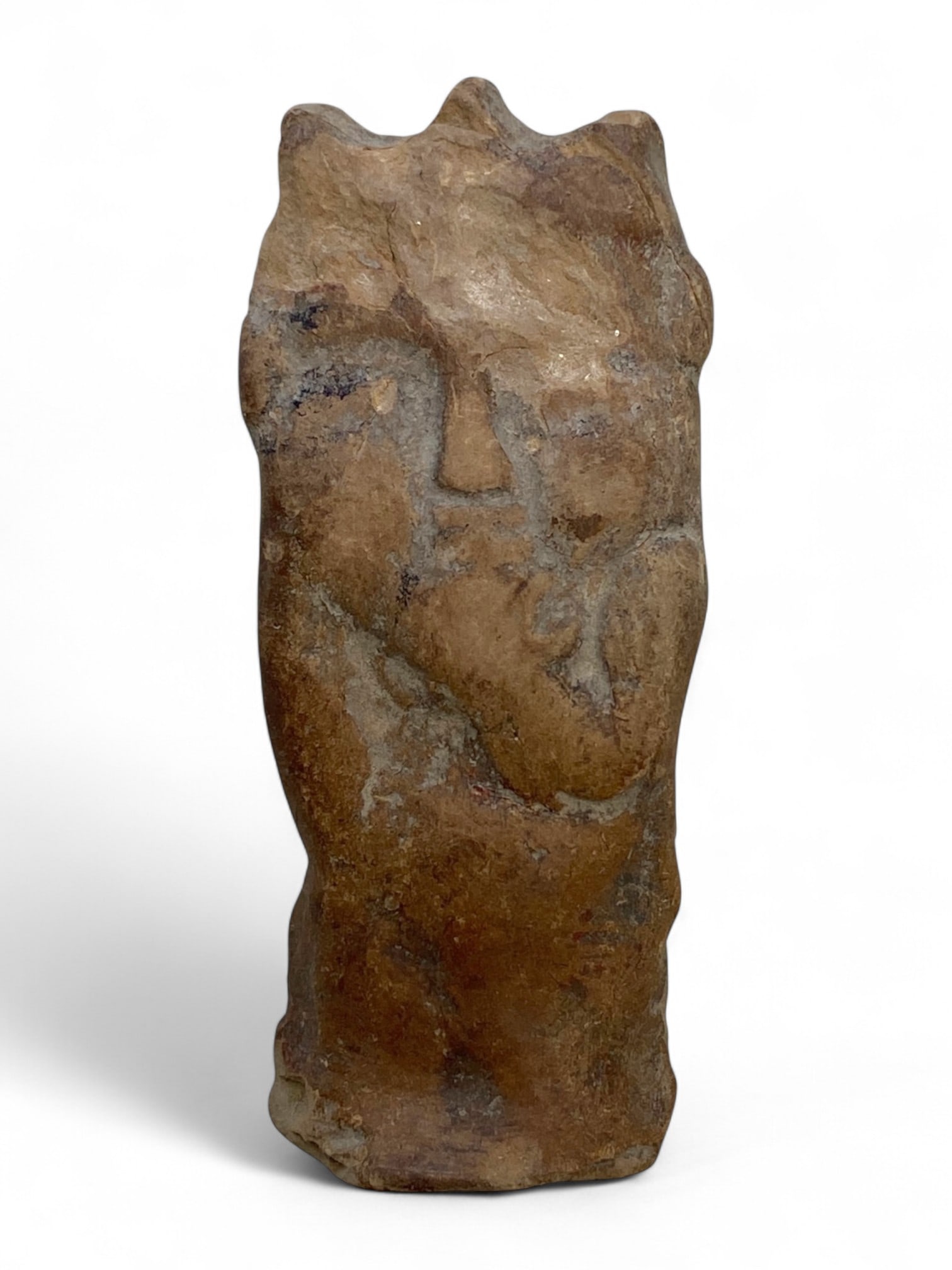 Ancient Near Eastern Fertility Terracotta Idol with Crowned Head, c. 2nd Millennium BCE, 28g (1 of 2)