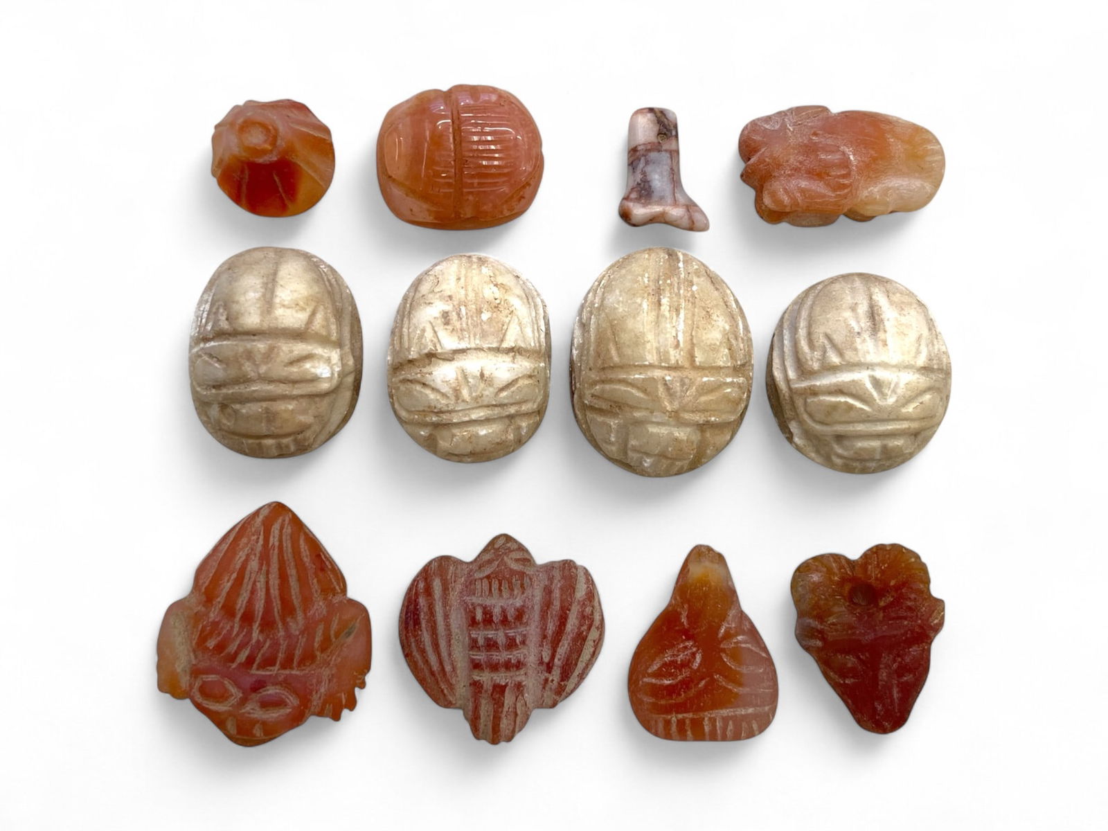 Ancient Medieval Coptic Egyptian Carved Amulet Collection of 12 Symbols, c. 5th-7th Century CE, 53g (1 of 1)