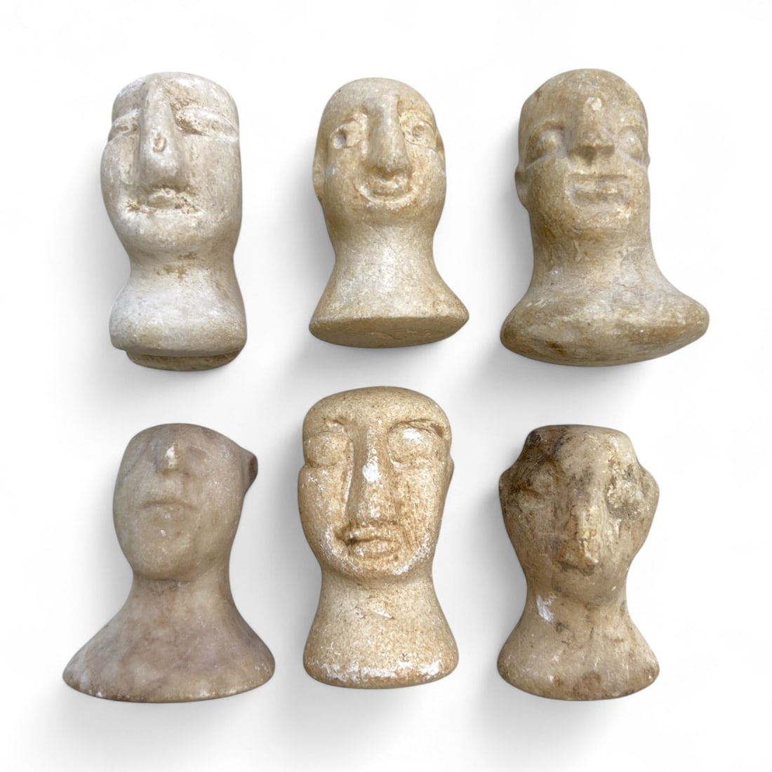 Ancient Bactrian Marble Anthropomorphic Bust Set of 6, c. 3rd-2nd Millennium BCE, 81g (1 of 1)