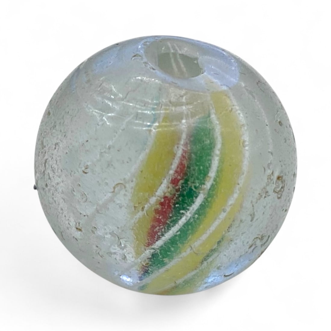 Antique Multicolor Ribbon Core Swirl Glass Marble, c. Early 20th Century CE, 8g (1 of 3)