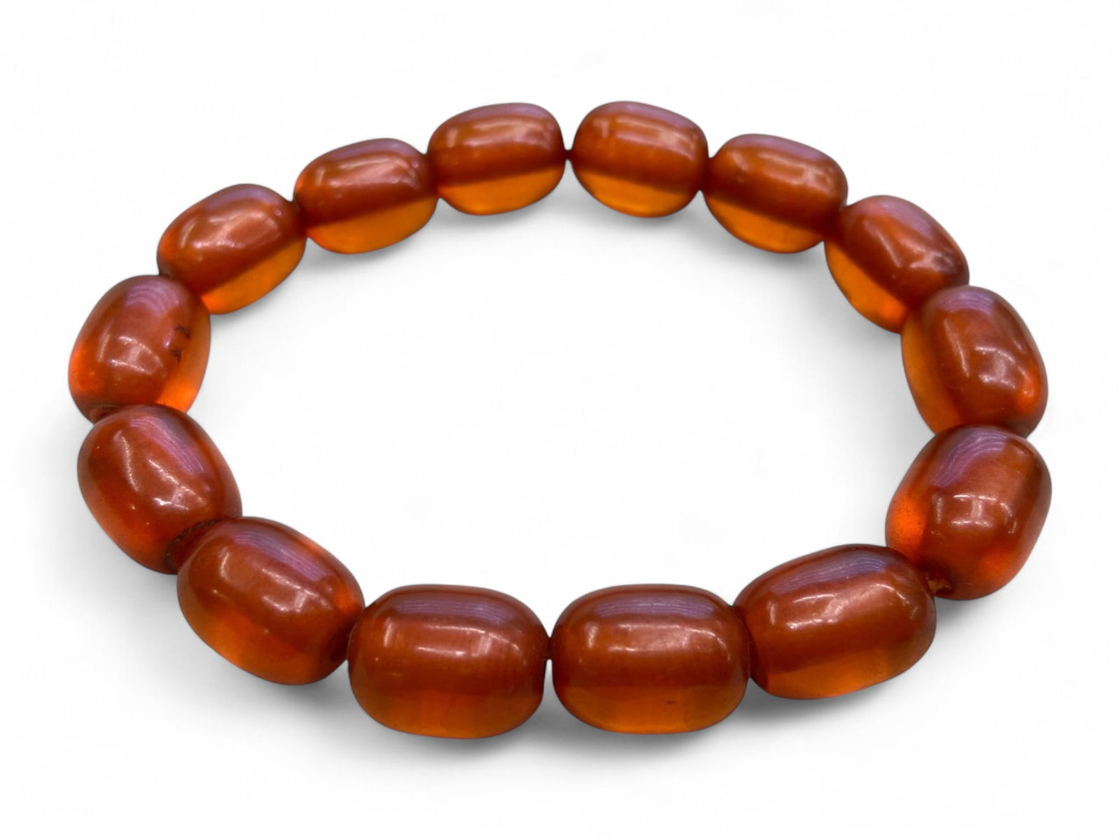 Vintage Baltic Amber Polished Bead Bracelet, c. 20th Century CE, 19g (1 of 2)