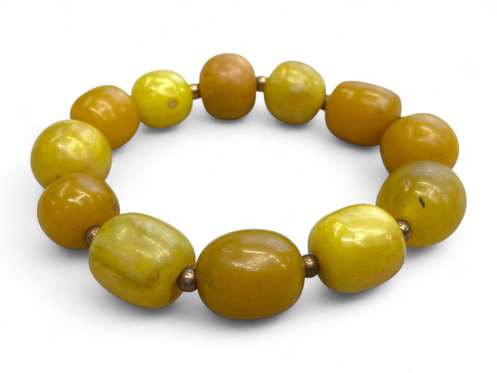 Vintage Baltic Amber Butterscotch Bead Bracelet, c. 20th Century CE, 26g (1 of 2)