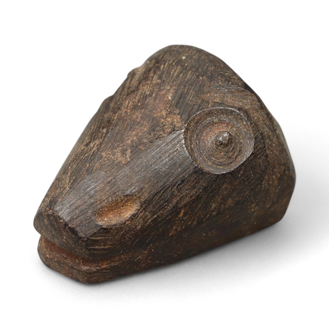 Ancient Near Eastern Ram Head Hematite Amulet Bead, c. 2nd Millennium BCE, 2cm, 8.25g (1 of 4)