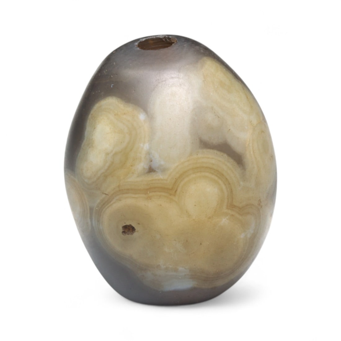 Ancient Medieval Seljuk Banded Agate Spiritual Pendant Bead, c. 11th-14th Century CE, 2cm, 10.4g (1 of 3)