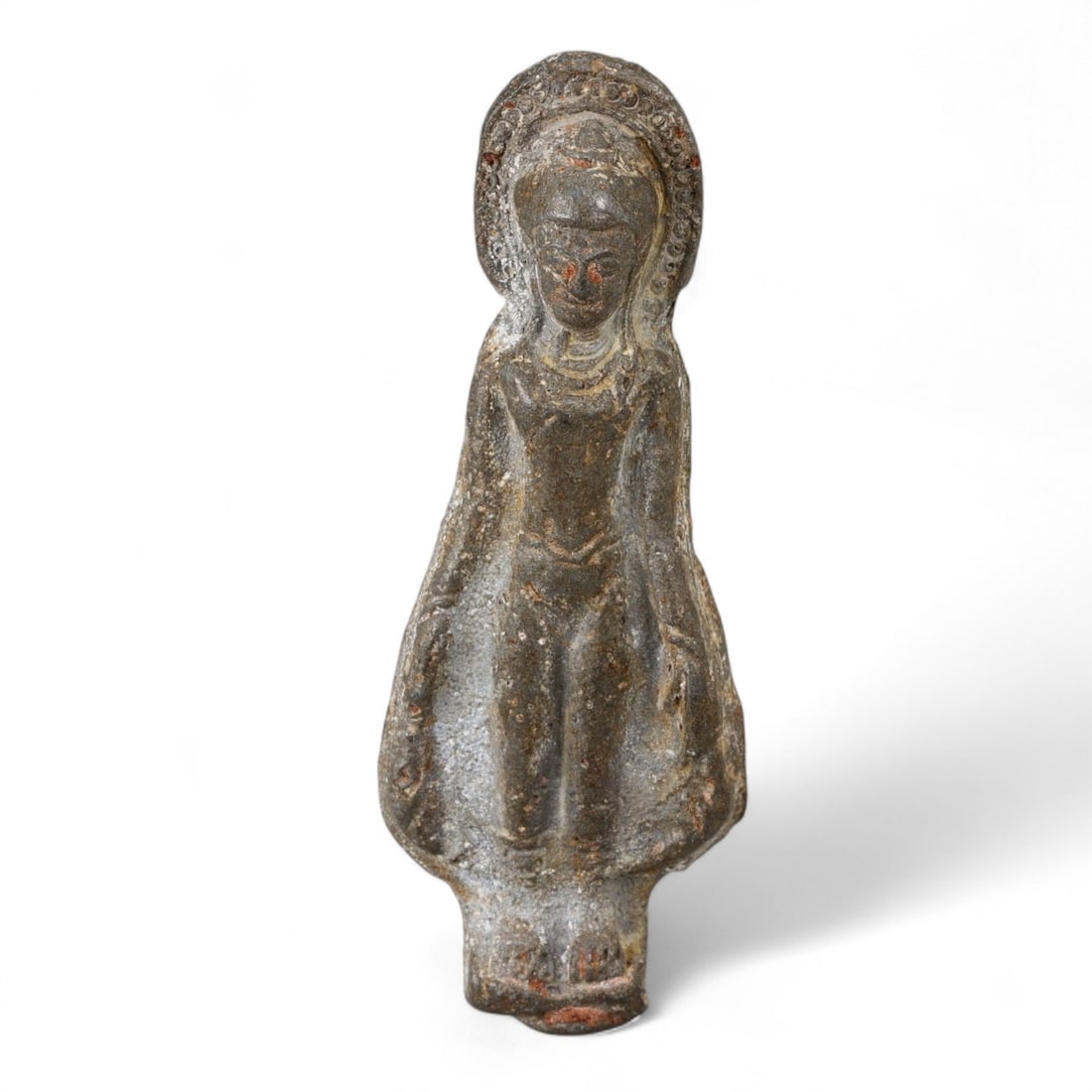 Antique Thai Standing Buddha Votive Figure, 18th-19th Century, 6.5x2.5cm, 23g (1 of 2)