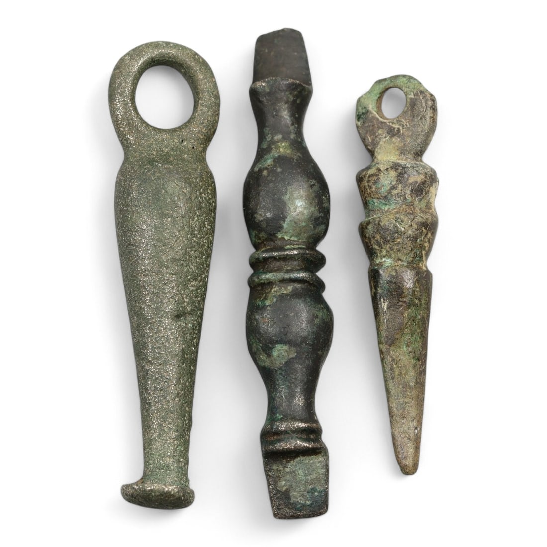 Ancient Roman Bronze Cosmetic Applicator Trio, c. 1st-3rd Century CE, 15g (1 of 1)