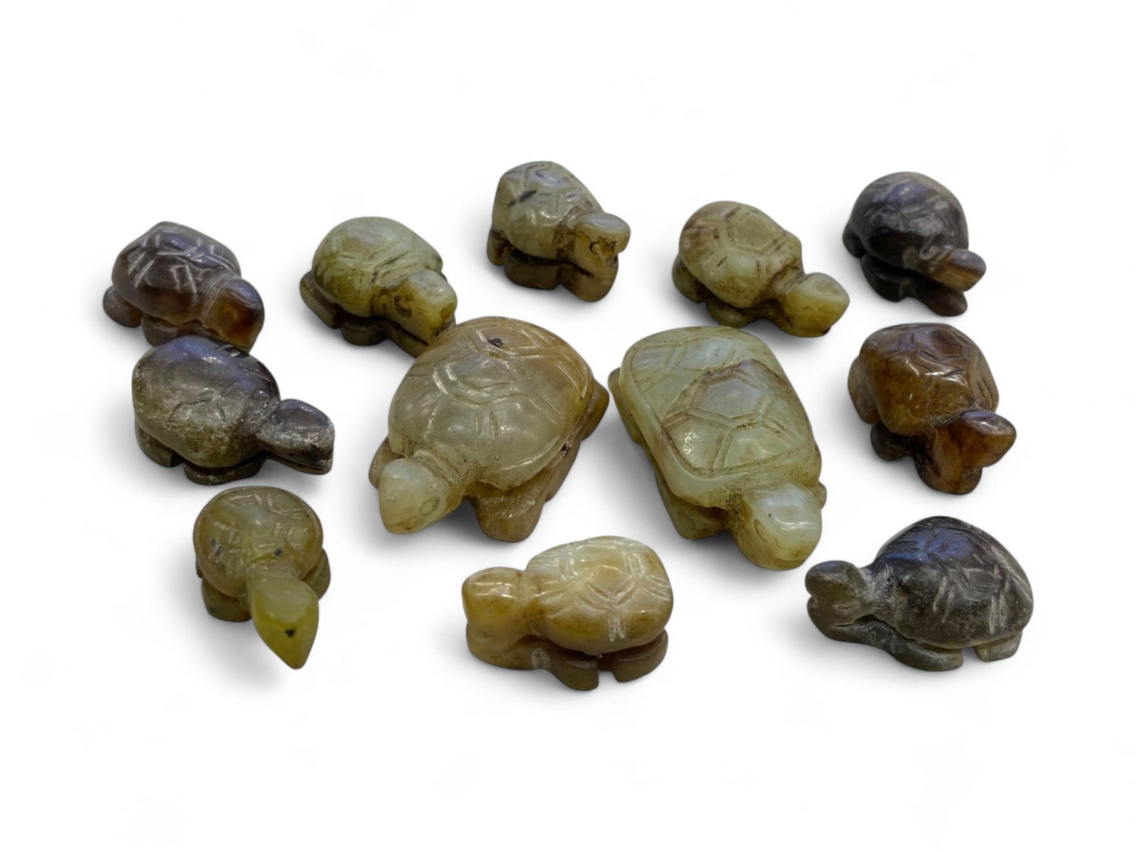 Antique Qing Dynasty Chinese Carved Jade Tortoise Effigy Set, c. 18th-19th Century CE, 56g (1 of 1)