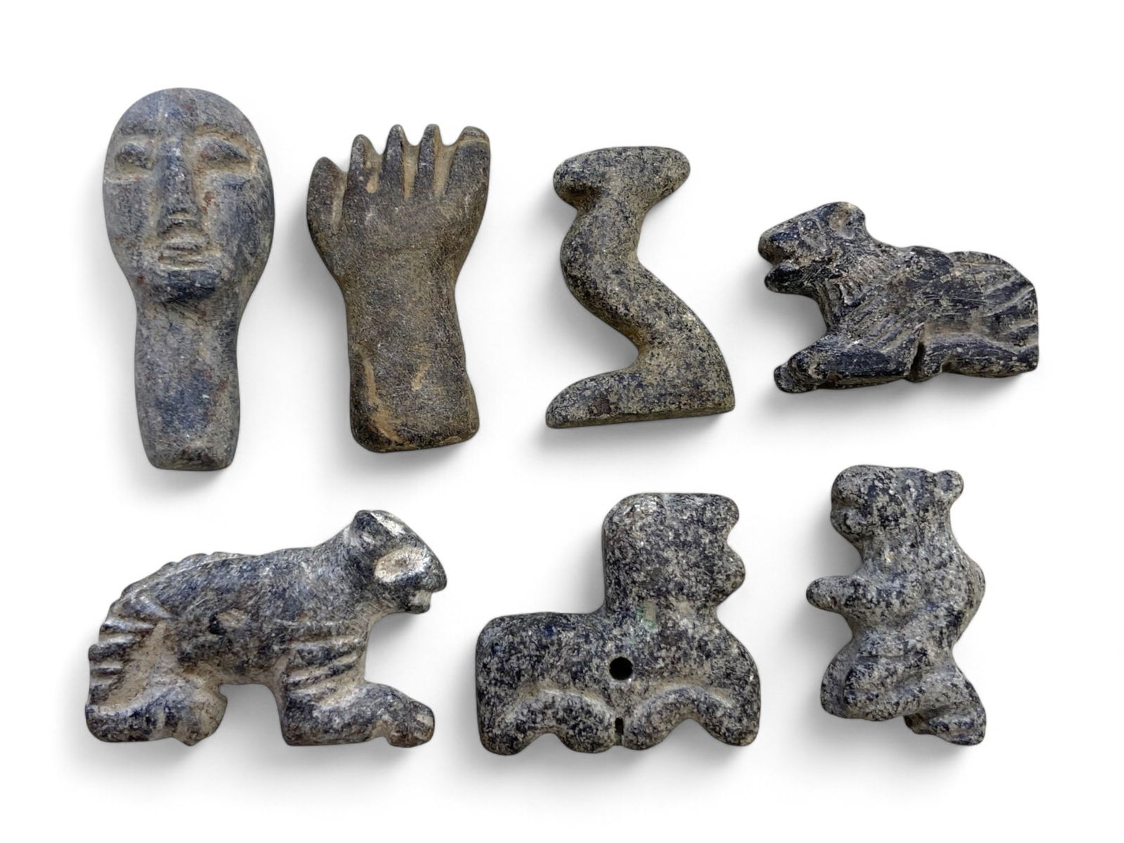 Ancient Near Eastern Carved Steatite Amulet Set of 7 Symbols, c. 2nd Millennium BCE, 59g (1 of 1)