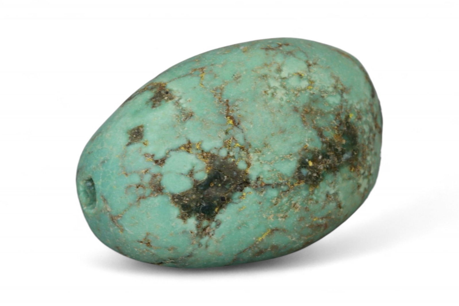 Antique Tibetan Mala Prayer Turquoise Amulet Bead, c. 18th-19th Century, 1.8cm, 3g (1 of 2)