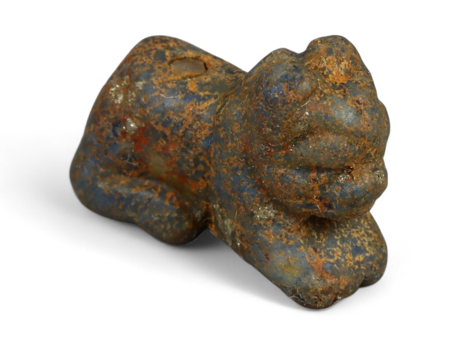 Ancient Bactrian Lapis Lazuli Feline Amulet, c. 3rd-2nd Millennium BCE, 1.5cm, 2g: This finely carved feline amulet, crafted from deep blue lapis lazuli. It originates from Bactria (ancient Afghanistan, c. 2300-1700 BCE), a region celebrated for its lapidary artistry and as the worl