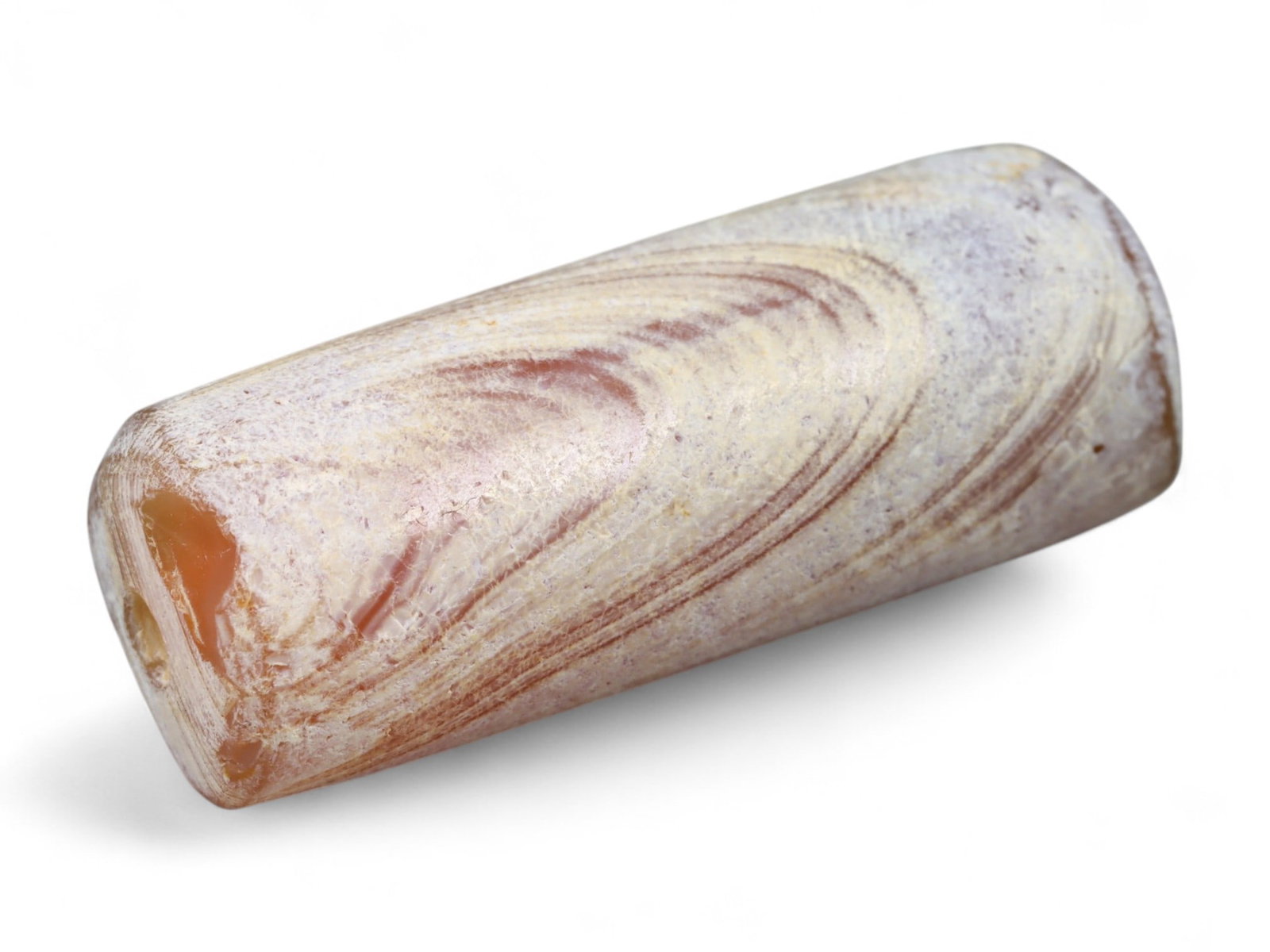 Ancient Medieval Islamic Samanid Cylinder Agate Bead, c. 9th-10th Century CE, 3cm, 6g: This fine cylindrical agate bead, dates to the Samanid Dynasty period (9th-10th century CE). The Samanid court, centered in Khorasan and Transoxiana, was a flourishing hub of Persian culture, literatu
