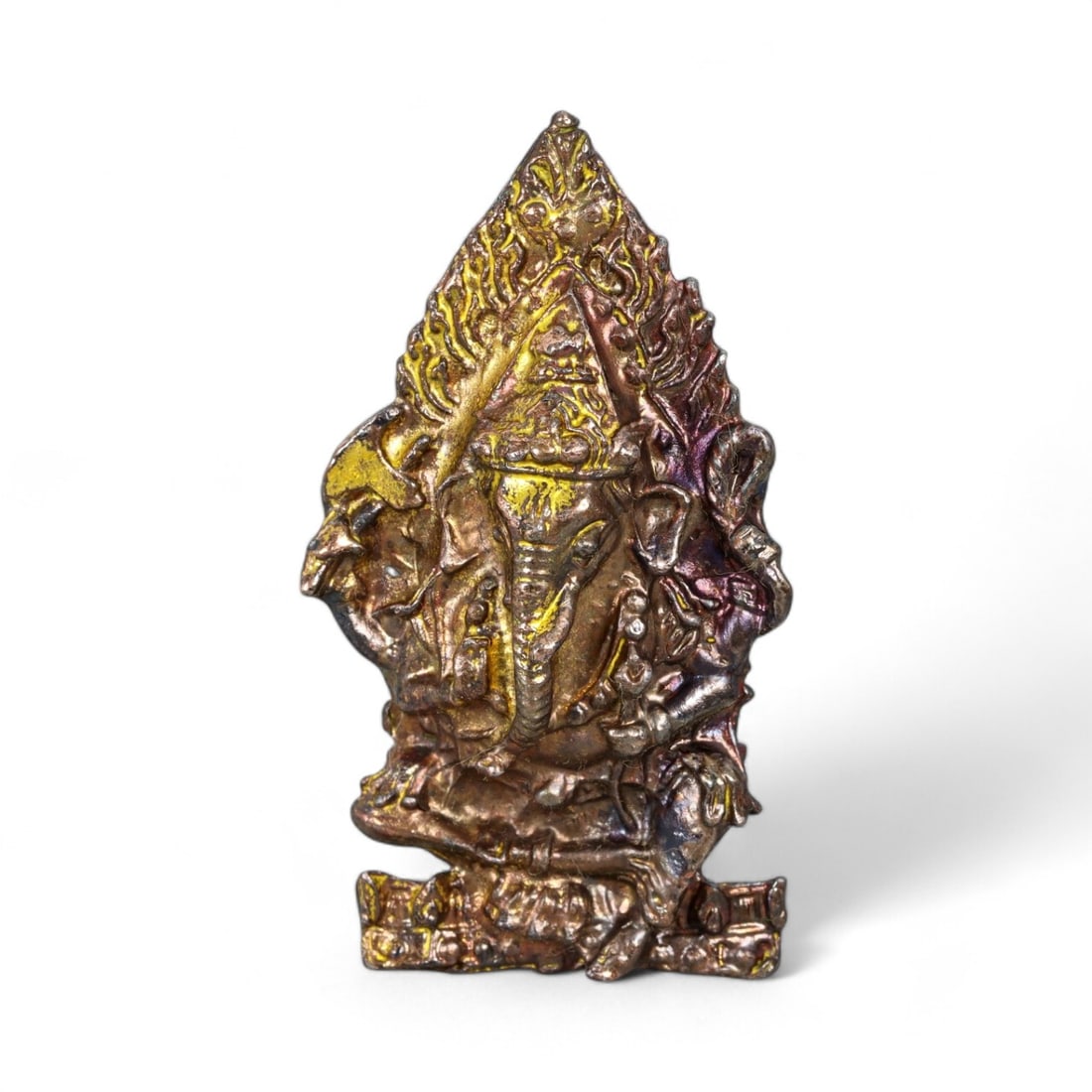 Antique Indian Gilt Bronze Ganesha Plaque, c. 19th-20th Century 31g (1 of 2)
