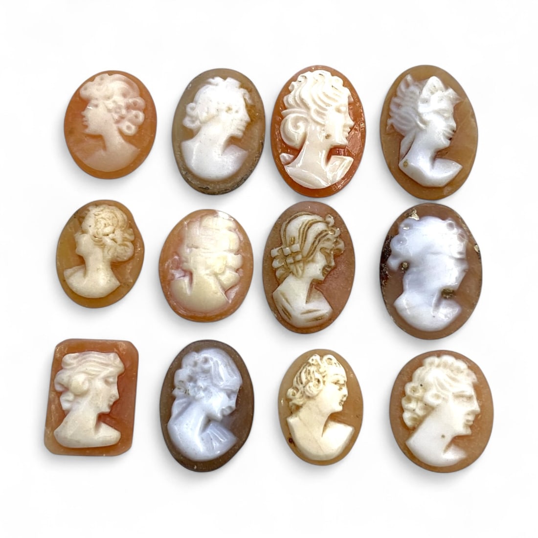 Antique Victorian Shell and Agate Cameo Group of Twelve, c. 19th Century CE, 1.5cm, 7g (1 of 1)