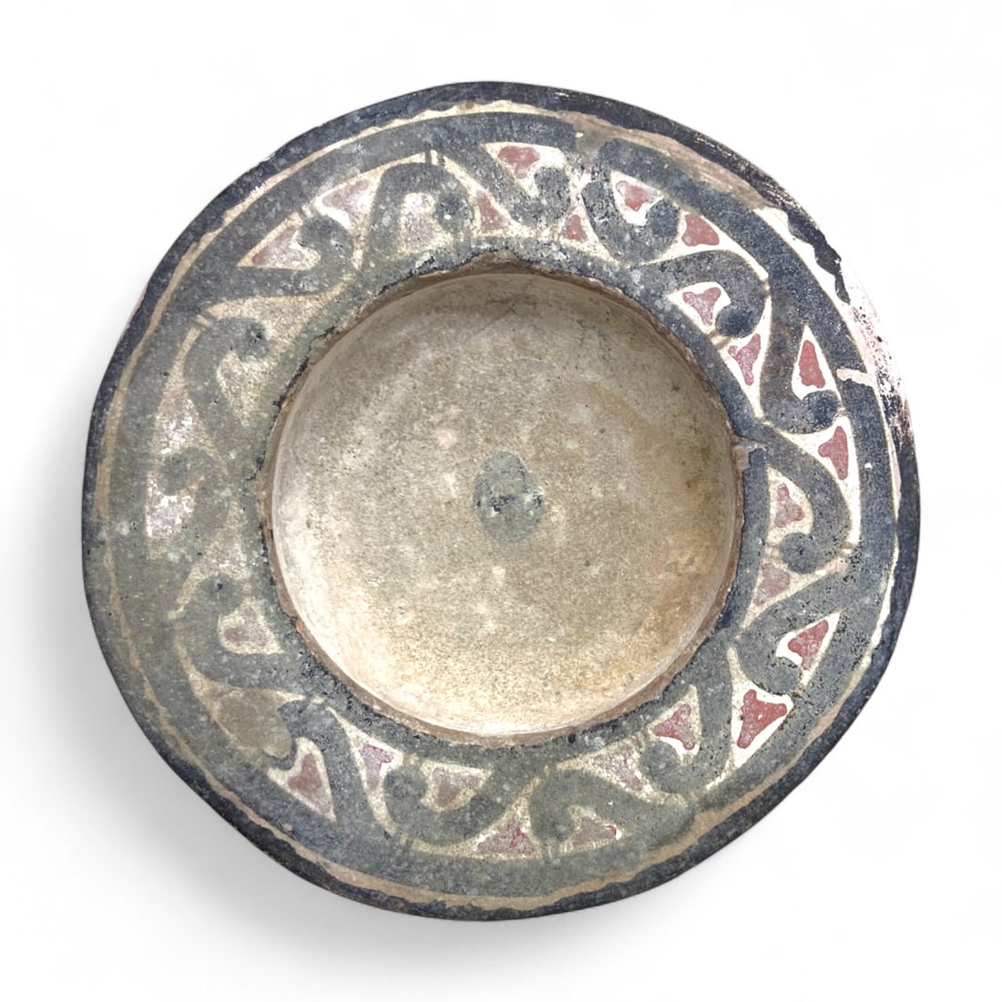 Ancient Medieval Samanid Painted Earthenware Bowl with Vine Motif, c. 9th-10th Century CE, 145g (1 of 3)