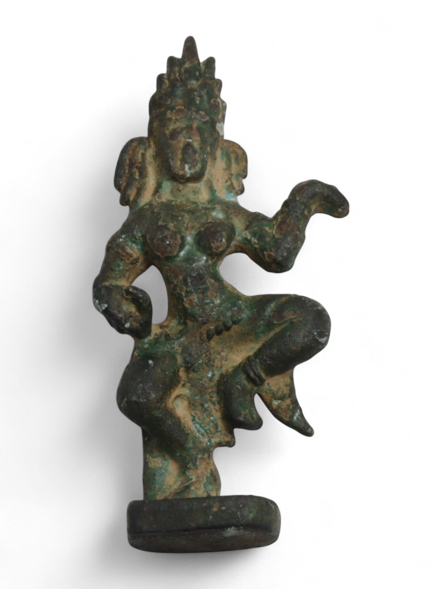 Antique Thai Dancing Goddess Bronze Amulet, Late Ayutthaya Period, c. 18th Century CE, 33g (1 of 2)