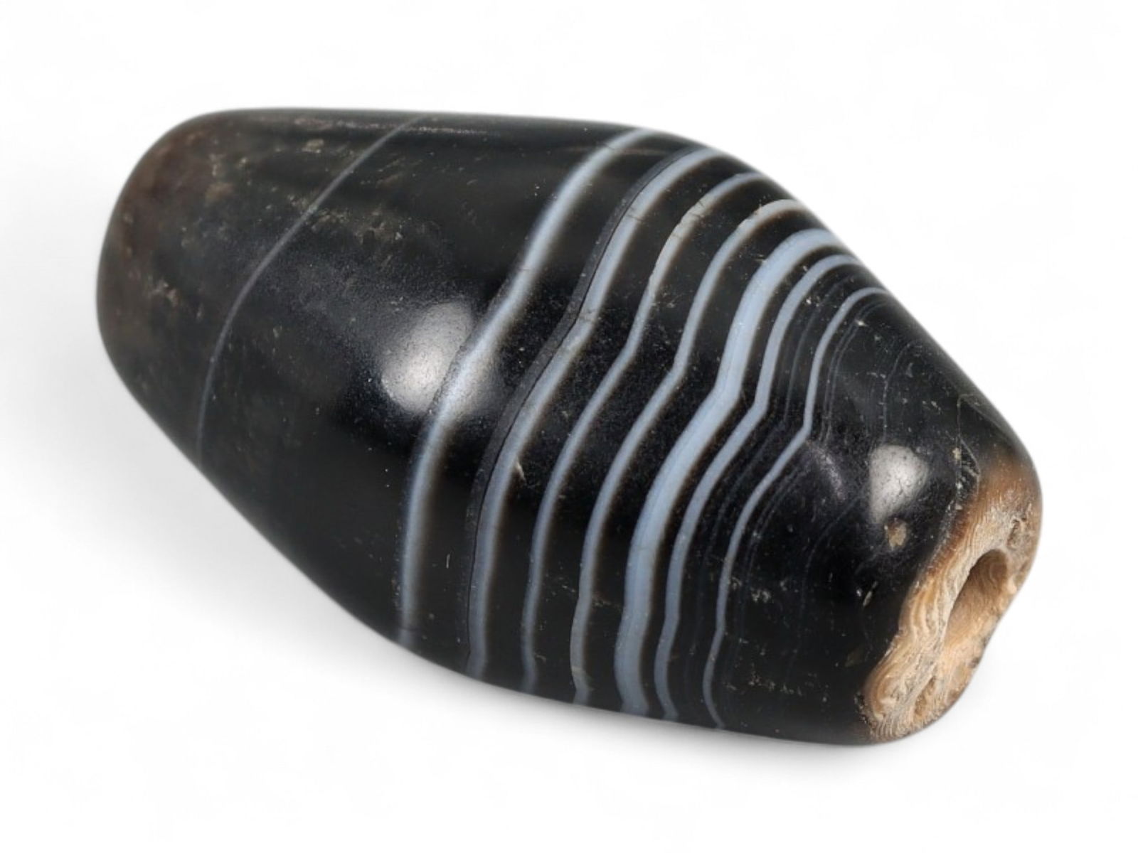 Ancient Medieval Himalayan Silk Road Eye Banding Agate Bead, c. 9th-13th Century CE, 1.6cm, 1.74g (1 of 3)