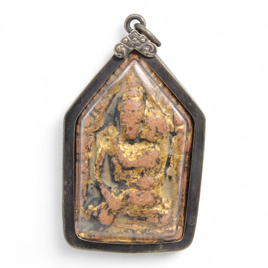 Vintage Thai Hanuman Guardian Deity Amulet with Gold Leaf, c. Mid-20th Century, 23g (1 of 2)