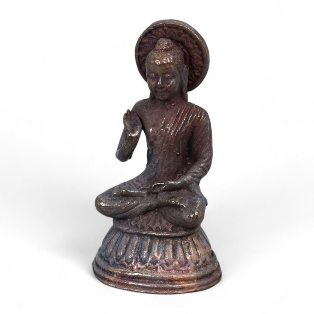 Antique Thai Rattanakosin Meditative Buddha Bronze Amulet Statue, c. Late 19th Century CE, 18g (1 of 3)
