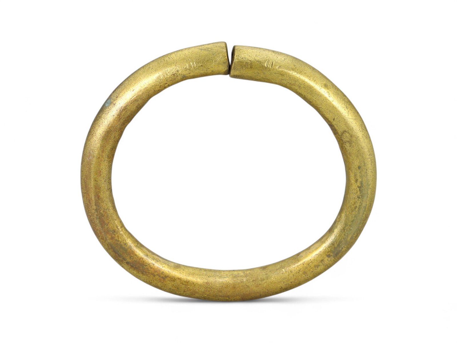 Antique West African Gilt Bronze Prestige Currency Bracelet, 18th-19th Century, 9.0cm, 156g: This elegant gilt bronze bracelet originates from West Africa and dates to the 18th-19th century, embodying both the minimalist strength and ceremonial sophistication typical of regional currency brac