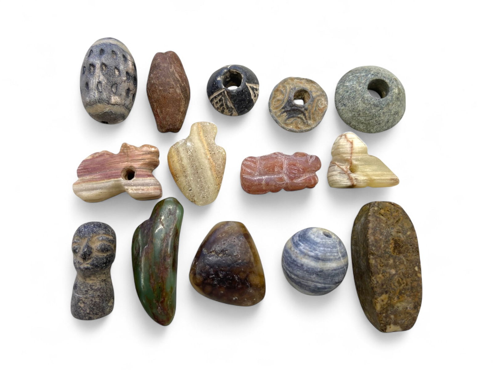 Ancient Central Asian Semi-Precious Stone Bead and Amulet Collection, c. 2nd-1st Millennium BCE, 80g (1 of 1)