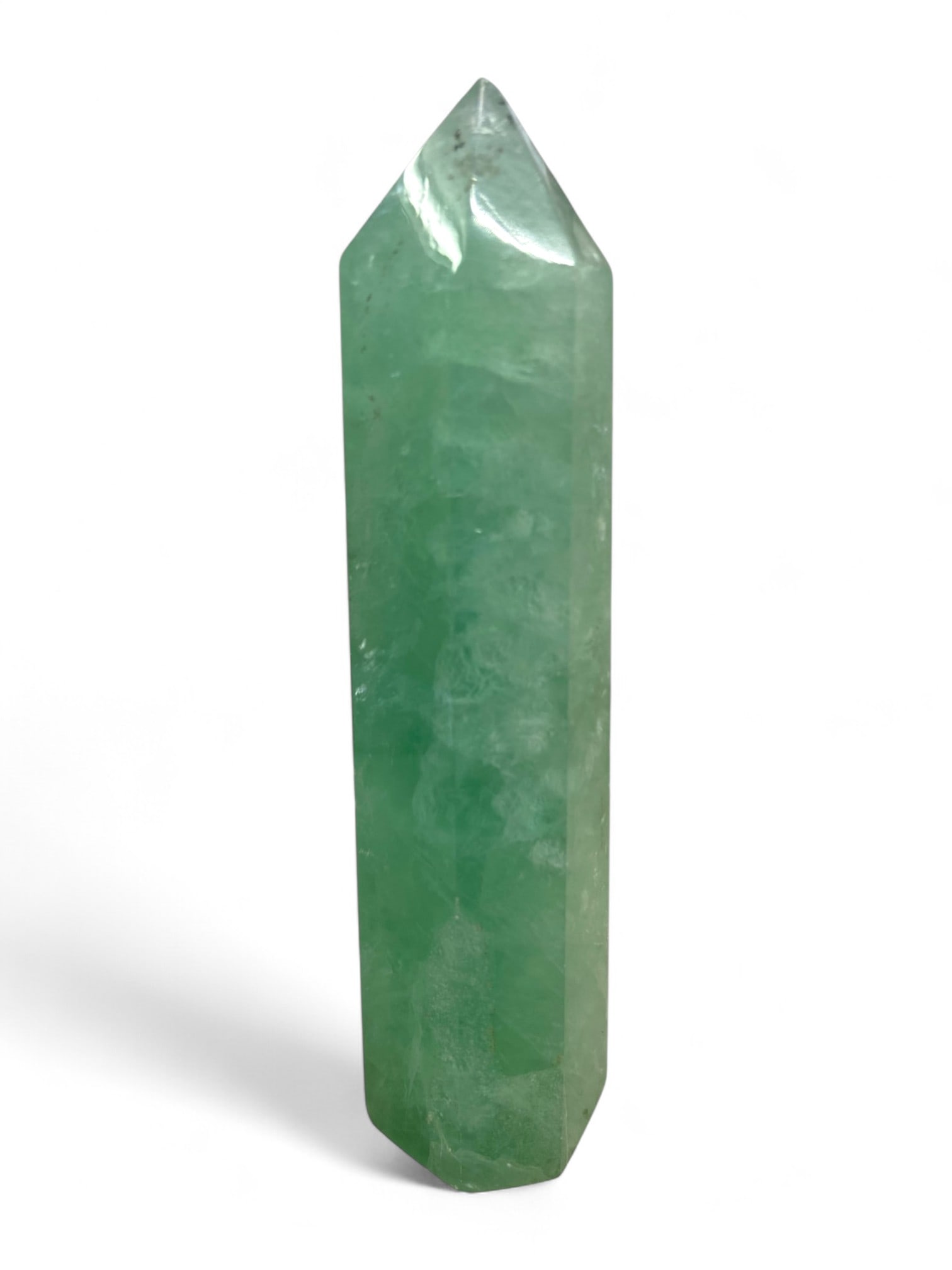 269 Grams Green Fluorite Tower - Polished Six-Sided Obelisk with Translucent Zoning (1 of 4)