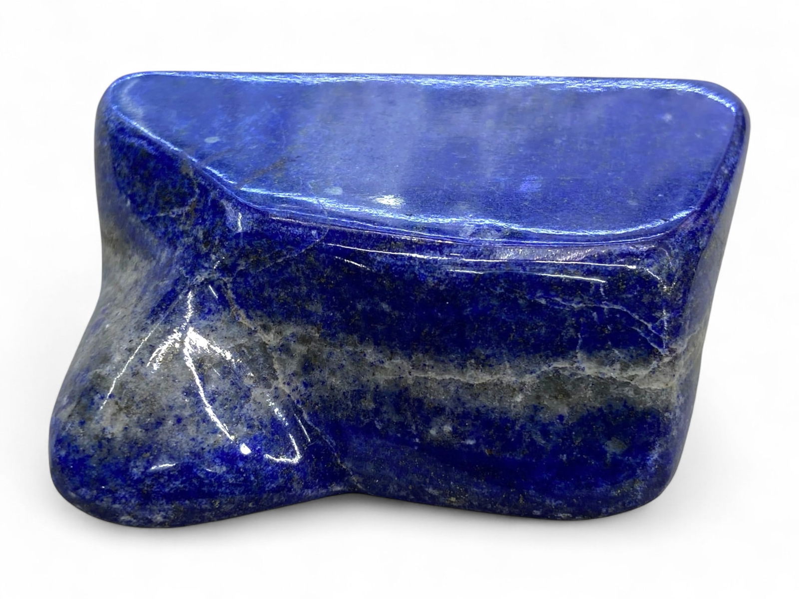 221 Grams Polished Lapis Lazuli Freeform - Deep Royal Blue with Calcite Veining (1 of 3)