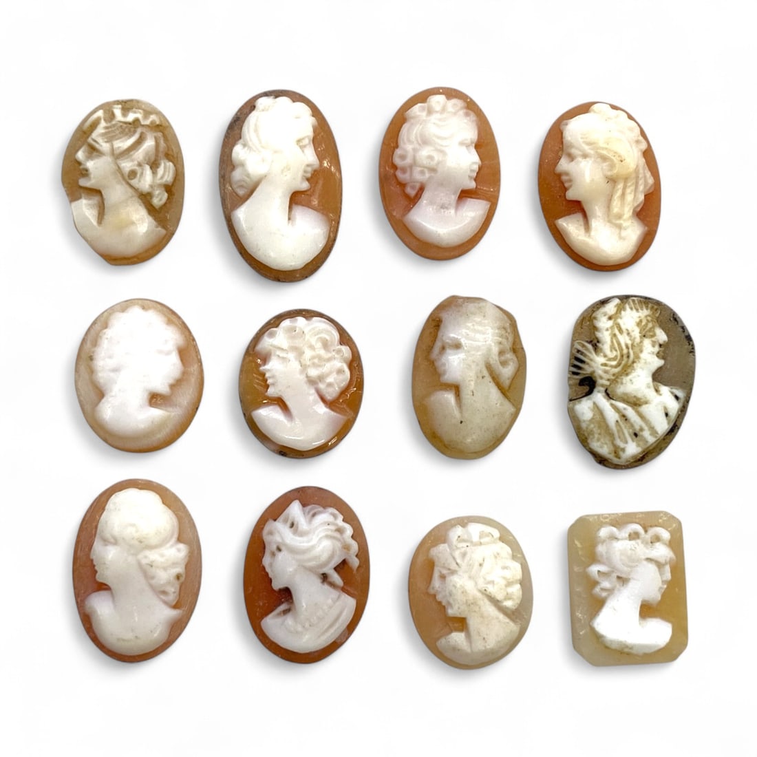 Antique Victorian Shell and Agate Cameo Group of Twelve, c. 19th Century CE, 1.5cm, 6g (1 of 1)