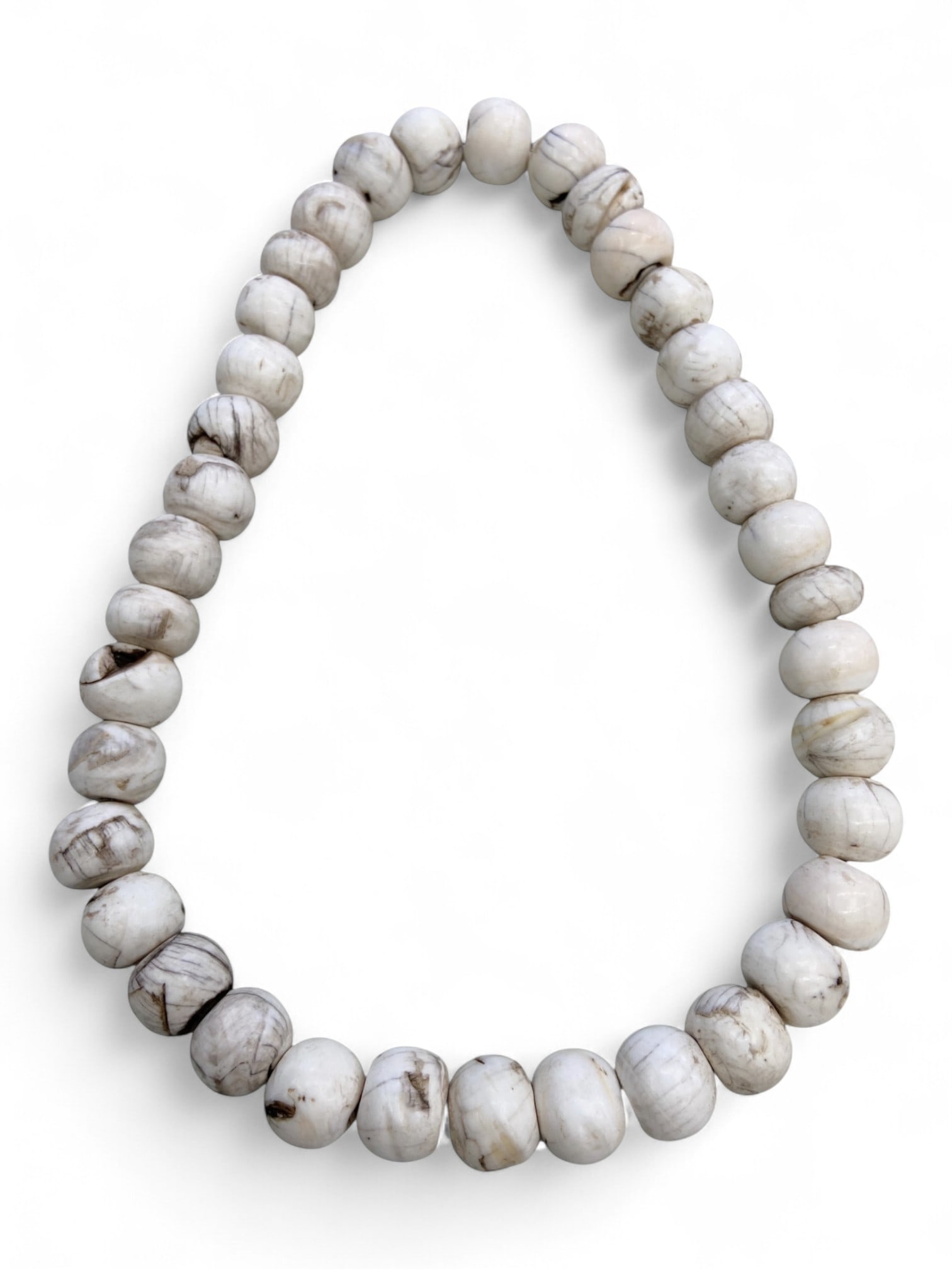 Antique Tibetan Conch Shell Bead Necklace Strand, c. 18th-19th Century, 266g (1 of 2)