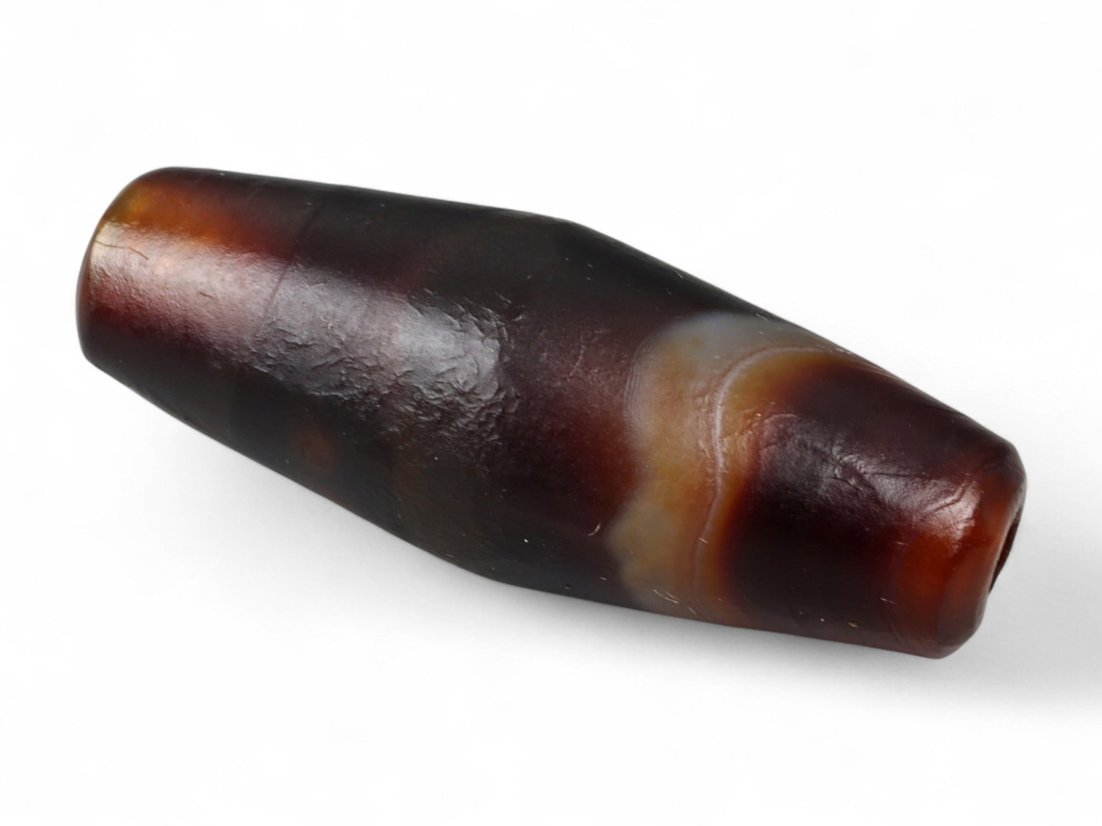 Ancient Tibetan Himalayan Banded Agate Dzi Bead, c. 9th-14th Century CE, 3cm (1 of 2)