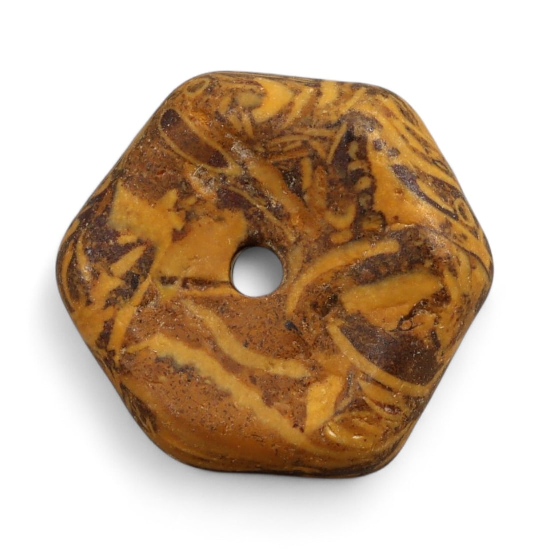 Ancient Indus Valley Fossilized Stromatolite Bead, c. 3rd-2nd Millennium BCE, 1cm: This remarkable bead is carved from fossilized stromatolite, a stone composed of layered mineral deposits created by some of Earth's earliest microbial life. Stromatolite beads were especially prized 