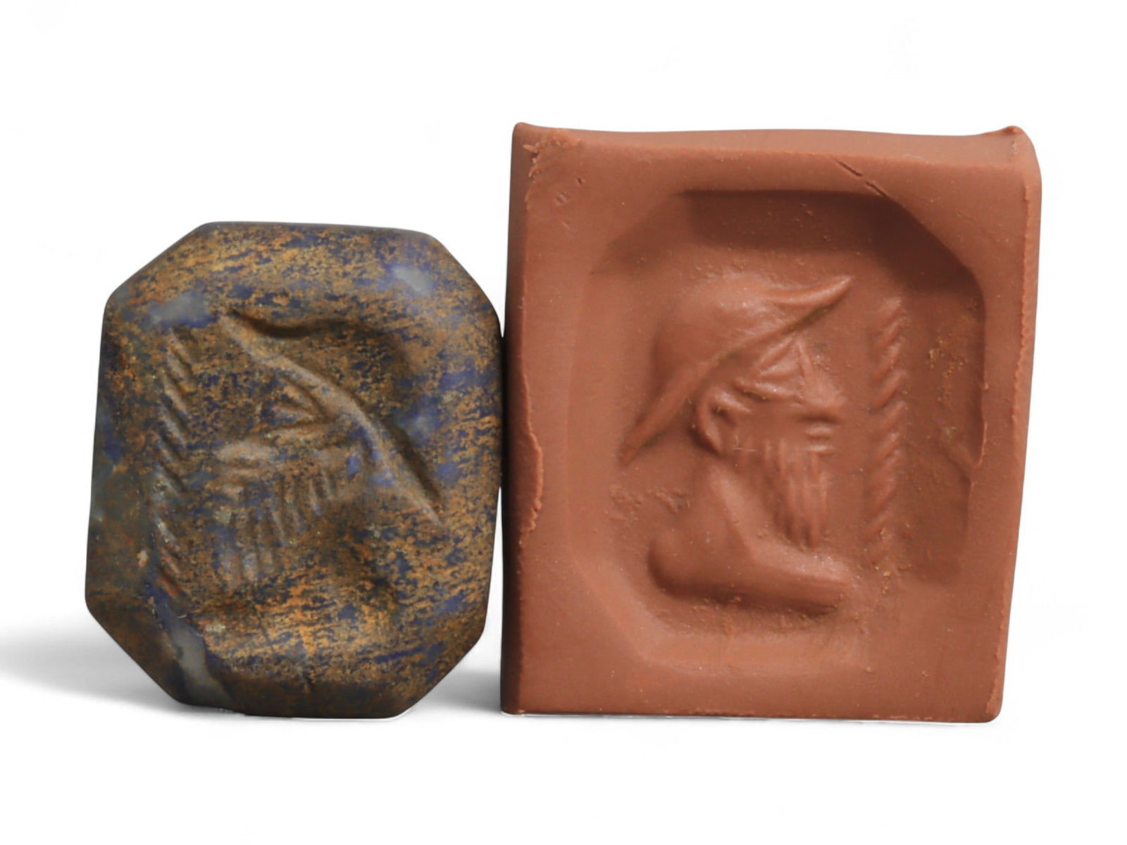 Ancient Akkadian Lapis Lazuli Intaglio Seal Depicting Bearded Figure, c. 23rd-22nd Century BCE 5.4g (1 of 3)