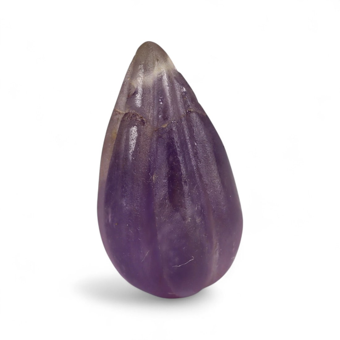 Ancient Near Eastern Amethyst Amulet Bead in Lotus Bud Form, c. 4th-7th Century CE, 1.5cm (1 of 2)